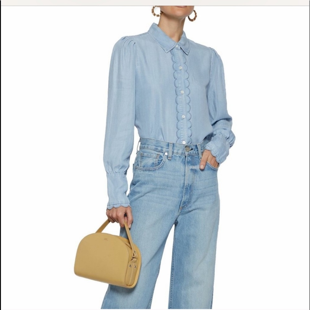 FRAME Scallop Trim Denim Shirt - Picture 2 of 10